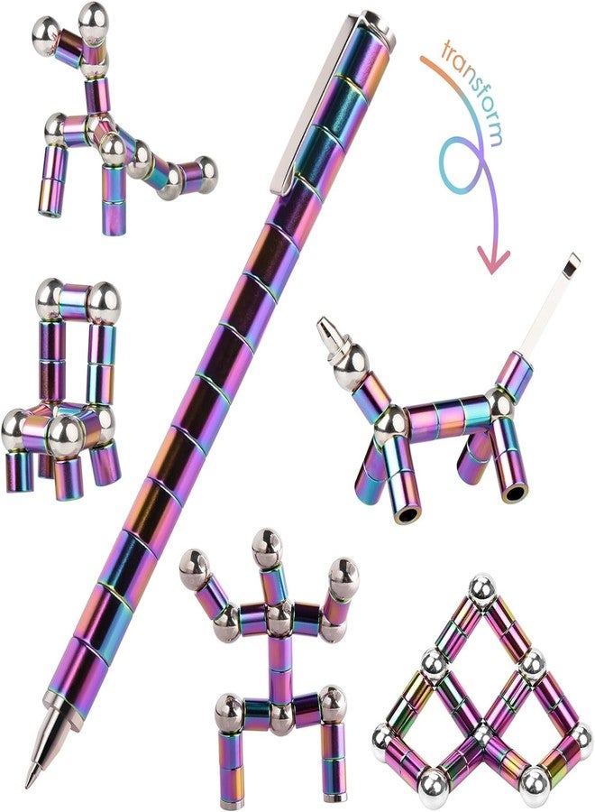 CREWLA Magnetic Pen, Fidget Pen, Decompression Magnetic Toy Pen Fidget Cool Gadgets Toys Gifts for Kids, Boy, Girls, Friends (Rainbow) - Image 2